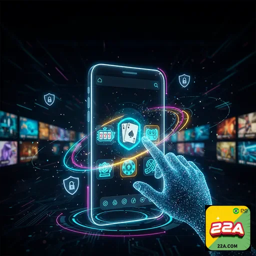 Imagem ilustrativa do aplicativo 22a exibido no site 22a, destacando funcionalidades e interface moderna.